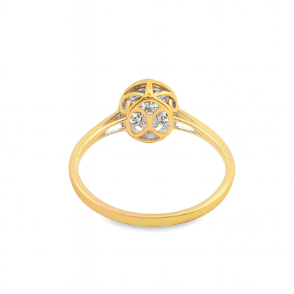 10K Yellow Gold Oval Diamond Ring With Halo 0.15 ctw