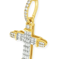 10K Yellow Gold Diamond Cross Pendant Necklace Baguette & Round Diamonds 0.35 CTW