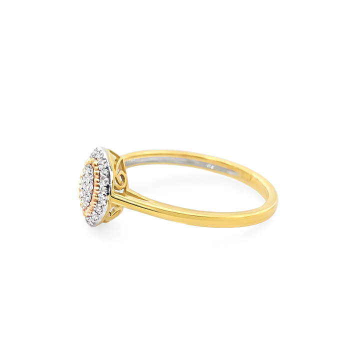 10K Yellow Gold Oval Diamond Ring With Halo 0.15 ctw