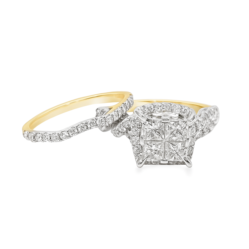 10K Yellow Gold Diamond Princess-Cut Diamond Ring With Band 1.73 CTW