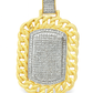 10K Yellow Gold Diamond Dog Tag Pendant with Cuban Border 0.87 ctw | Iced Out Pendant for Men – Jewelry Palace