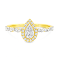 0K Yellow Gold Pear Shape Diamond Halo Ring 0.28 ctw
