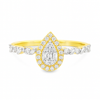 0K Yellow Gold Pear Shape Diamond Halo Ring 0.28 ctw