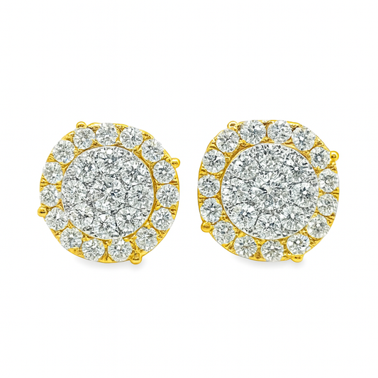 10K Yellow Gold Diamond Stud Earrings with Round Brilliant Cut Diamonds 0.93 CTW | Jewelry Palace