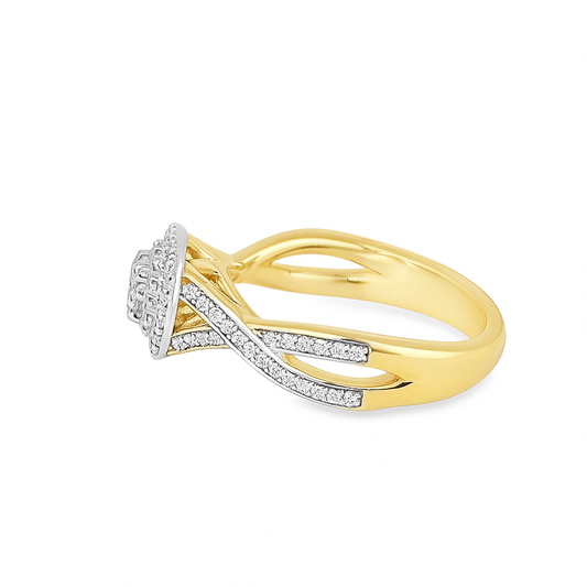 14K Yellow Gold Diamond Engagement Ring Round Solitaire Diamond With Spiral Band 0.50 ctw