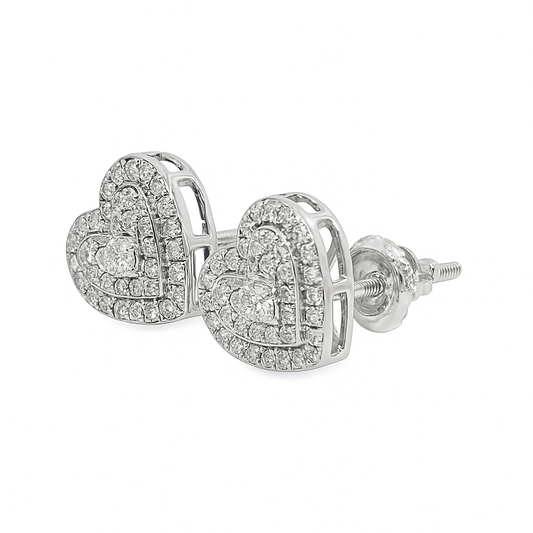 10K White Gold Diamond Heart Stud Earrings | 0.27 CTW | Jewelry Palace