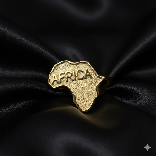 10K Luxury Gold Africa Map Ring