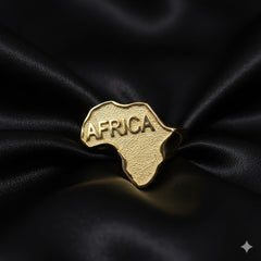 10K Luxury Gold Africa Map Ring