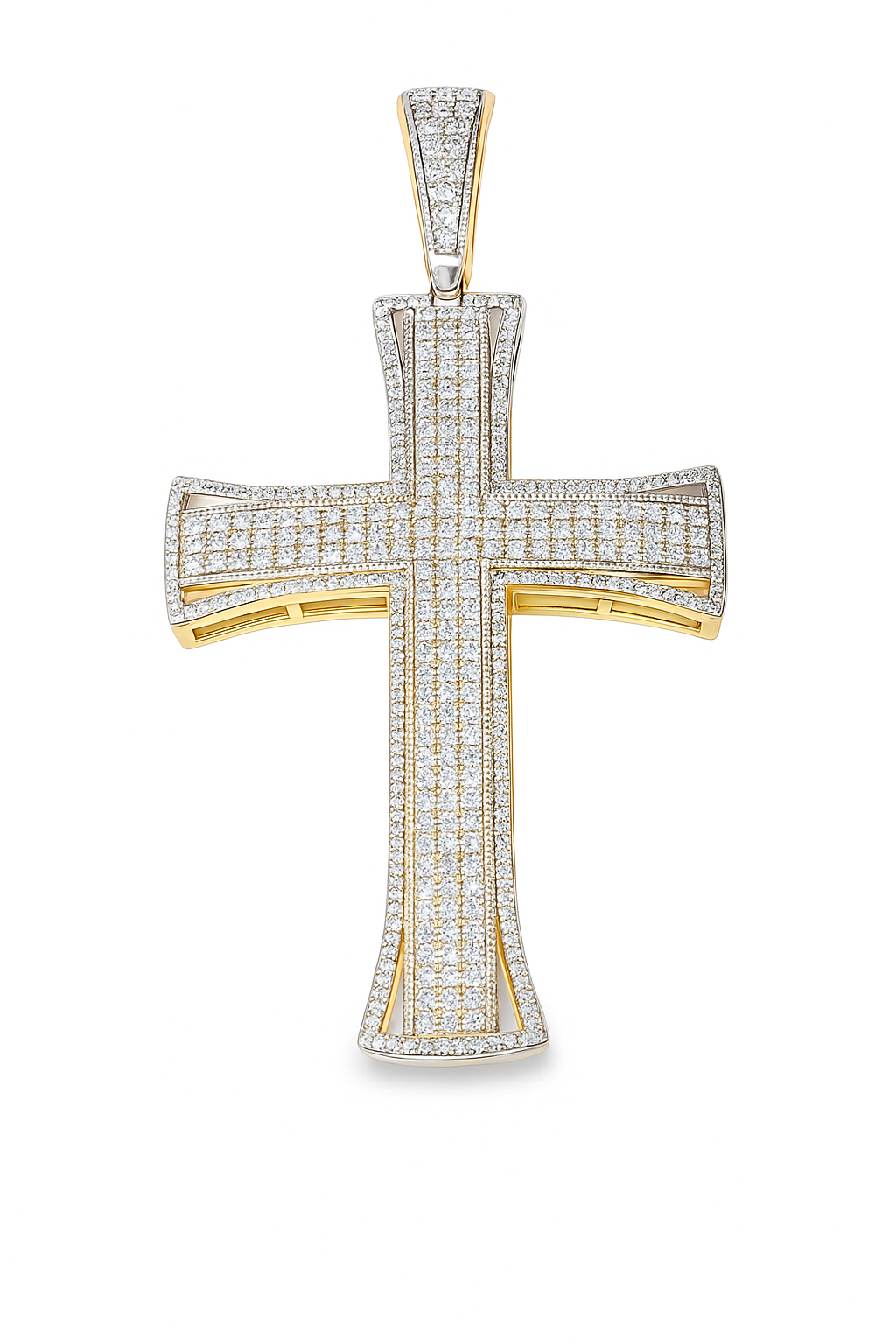 10K Yellow Gold Diamond Cross Pendant 1.20 ctw