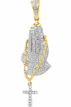 10K yellow gold diamond praying hands pendant