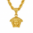 10K Yellow Gold Medusa Pendant Necklace | Bold Rope Chain Set | Jewelry Palace