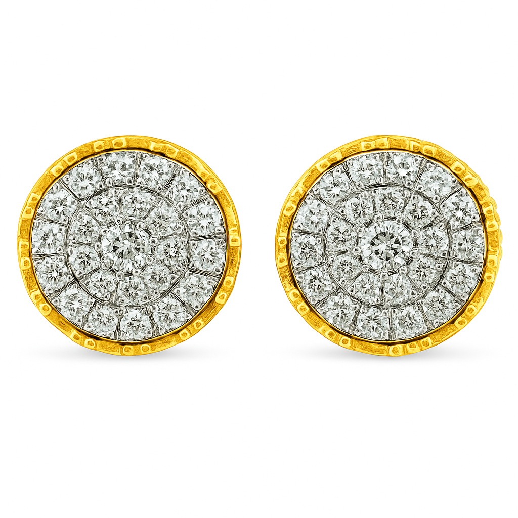 10K Yellow Gold 0.75 ctw Diamond Crown Set Round Earrings | Classic Studs | Jewelry Palace