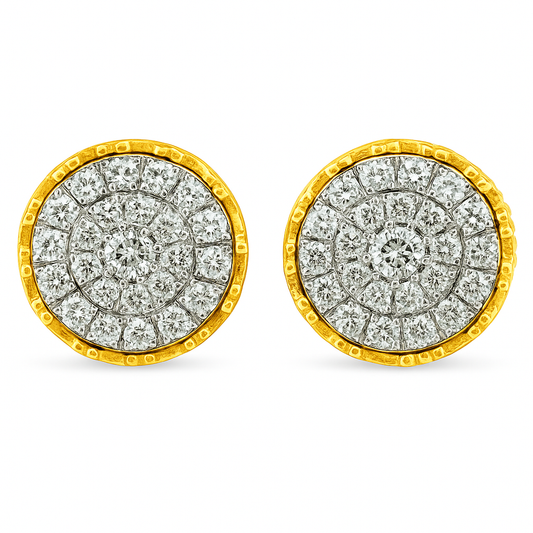 10K Yellow Gold 0.75 ctw Diamond Crown Set Round Earrings | Classic Studs | Jewelry Palace