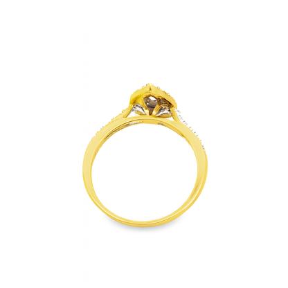10K Yellow Gold Pear Cut Halo Diamond Engagement Ring 0.50 ctw