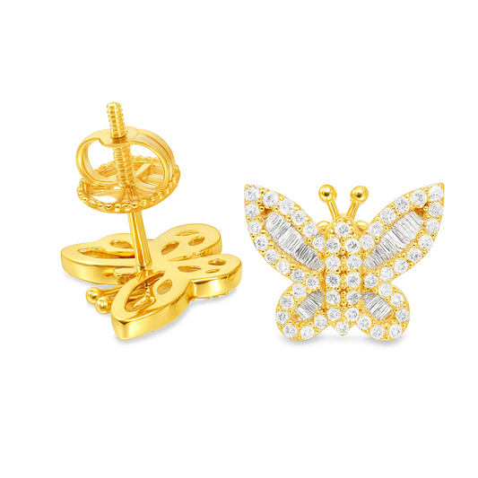 10K Yellow Gold 0.45 ctw Diamond Butterfly Earrings | Round Cut | Jewelry Palace