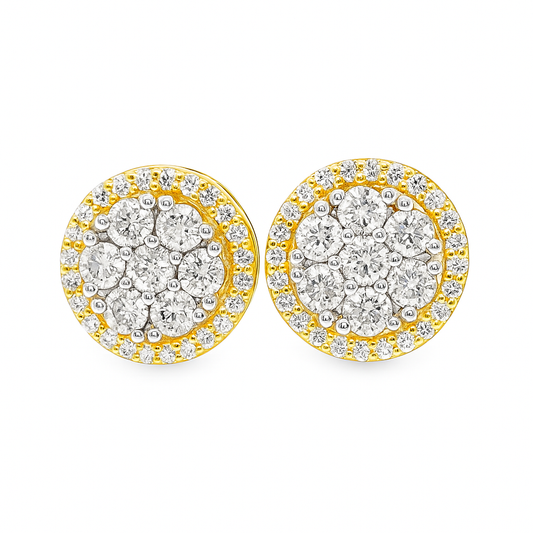 10K Two-Tone Gold 0.62 ctw Diamond Cluster Earrings | Dual-Tone Studs | Jewelry Palace