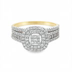 10K Yellow Gold Diamond Cushion Halo Engagement Ring Bridal Style 0.73 CTW