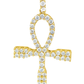 10K Yellow Gold Diamond One Row Ankh Cross Pendant 1.25 CTW | Jewelry Palace