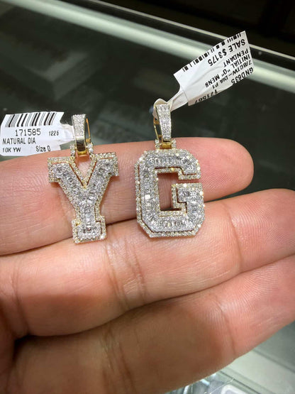 Initial Y and G Combo Deal 10K Gold Natural Diamonds