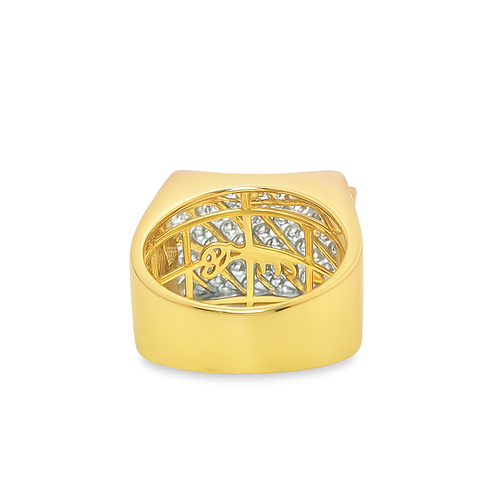 Men’s Rectangle Cluster Pinky Ring 2.00 CTW | 10K Yellow Gold Diamond Iced-Out Ring | Jewelry Palace