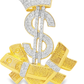 10K Yellow Gold Diamond Dollar Sign Pendant 3/4 ctw – Money Bag & Crown Design | Jewelry Palace