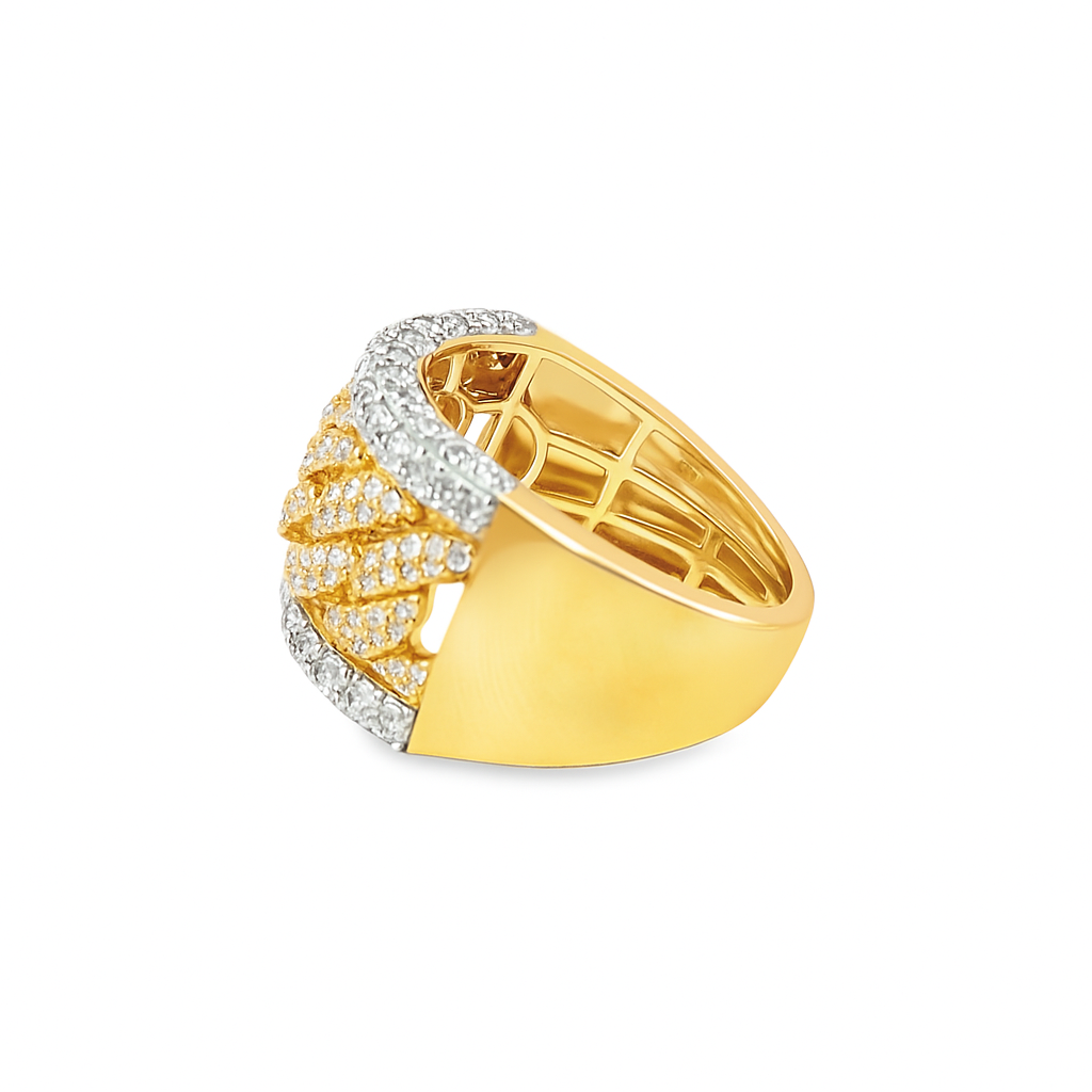 10K Yellow Gold Diamond Wide Curb Band Ring 5.50 ctw – Luxury Statement Ring | Jewelry Palace Lithonia, GA