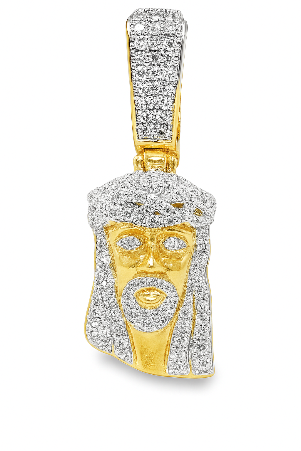 10K yellow gold 0.50 CTW diamond Jesus face pendant