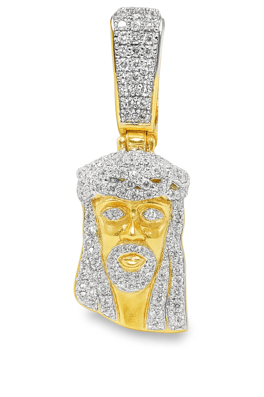 10K Yellow Gold 0.50 ctw Diamond Jesus Face Pendant | Faith & Spiritual Luxury | Jewelry Palace