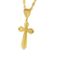 10K Yellow Gold Cross Necklace | Textured Cross Pendant with Rope Chain | Jewelry Palace