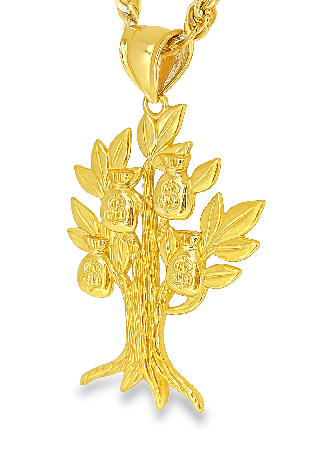 10K Yellow Gold Money Tree Pendant Necklace Set – Symbol of Wealth & Prosperity | Jewelry Palace