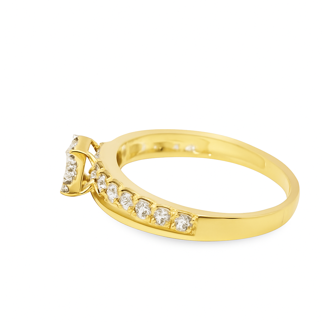 14K Yellow Gold Diamond Square Cut Ring 1.00 ctw | Baguette Cluster Engagement Ring – Jewelry Palace