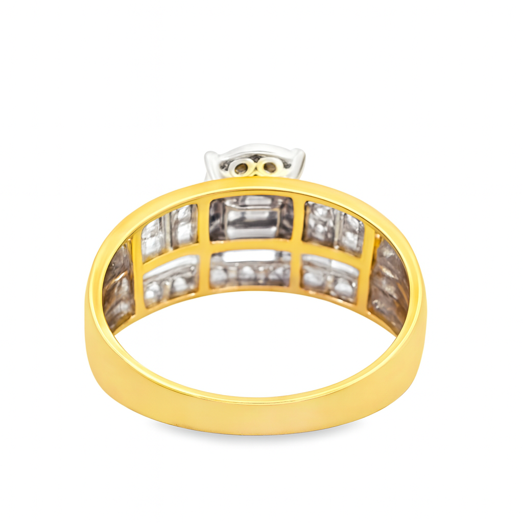 10K Yellow Gold Round Cluster Diamond Ring 1.00 ctw – Cinderella Style