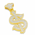 10K Yellow Gold Baguette Diamond "Dollar Sign" Pendant 1.65 ctw