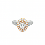 14K Rose and White Gold Round Cut Diamond Halo Engagement Ring 1.25 ctw | Elegant Bridal Jewelry – Jewelry Palace Lithonia GA
