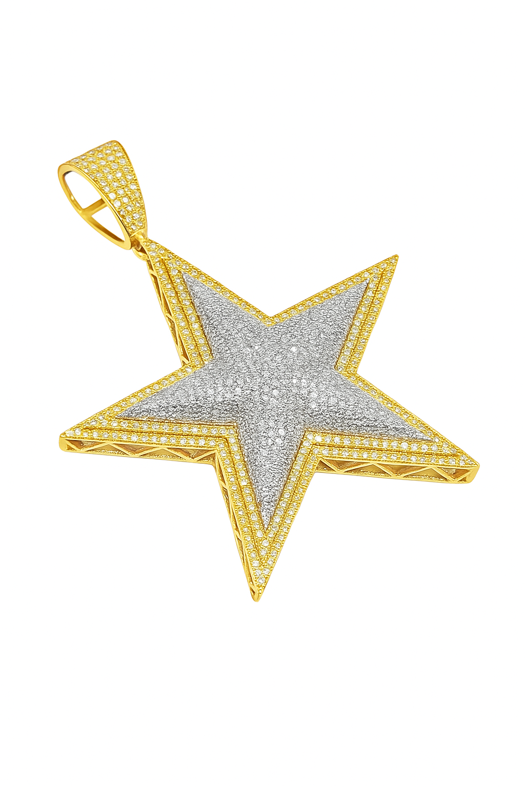 10K Yellow Gold Diamond Star Pendant 1.70 ctw – Two-Tone Iced-Out Star Design | Jewelry Palace Lithonia, GA