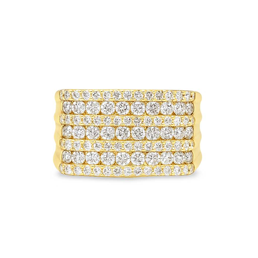 10K Yellow Gold Diamond Band Ring 1.75 ctw – Multi-Row Statement Design | Jewelry Palace Lithonia, GA