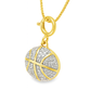 10K Yellow Gold Diamond Basketball Pendant Charm Necklace Round Diamonds 0.15 CTW