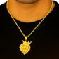 10K Yellow Gold Crowned Lion Head Pendant Necklace Set – King of the Jungle Design | Jewelry Palace