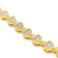 10K Yellow Gold Women’s Diamond Heart Link Bracelet 1.50 ctw – Romantic 7" Design | Jewelry Palace