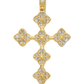 10K Yellow Gold Diamond Cross Pendant 2.00 ctw Baguette & Round Cluster Design | Men's & Women's Gold Cross Necklace
