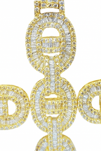 10K Yellow Gold Oval Diamond Cross Pendant 5.0 ctw | Iced Out Statement Faith Necklace