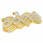10K Yellow Gold 3D Handset Diamond Pendant 5.0 ctw | Baguette Border Iced Out Pendant for Men