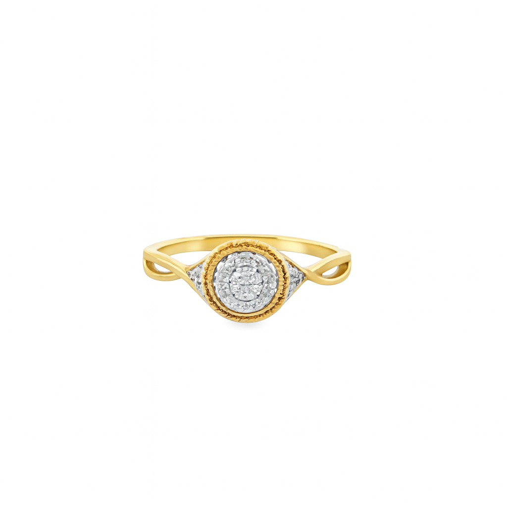 10K Yellow Gold Round Cut Diamond Ring 0.10 ctw