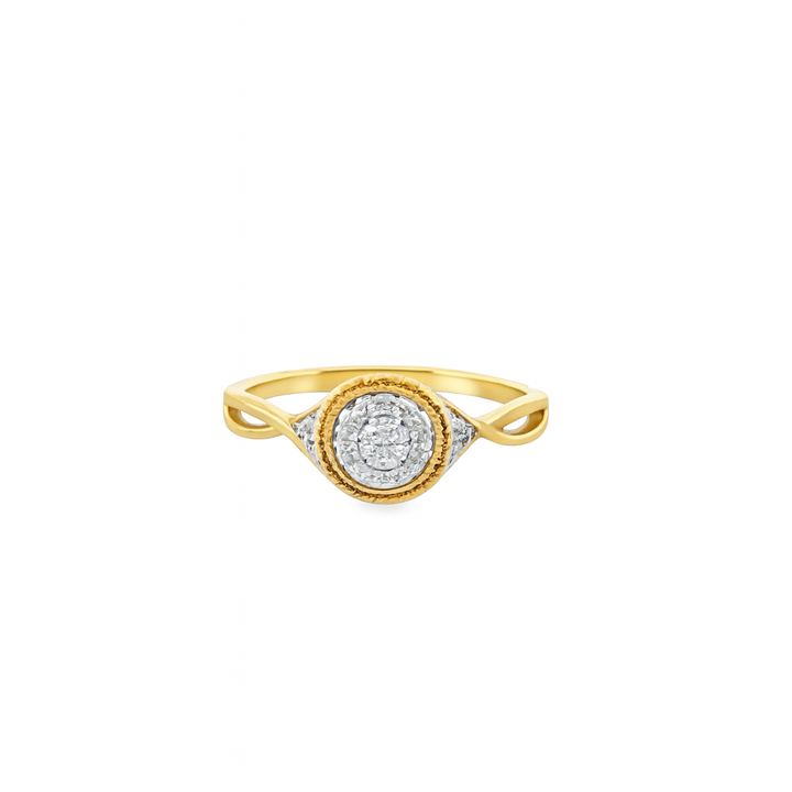 10K Yellow Gold Round Cut Diamond Ring 0.10 ctw