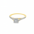 10K Yellow Gold Square Diamond Ring 0.25 ctw