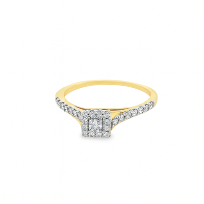 10K Yellow Gold Square Diamond Ring 0.25 ctw