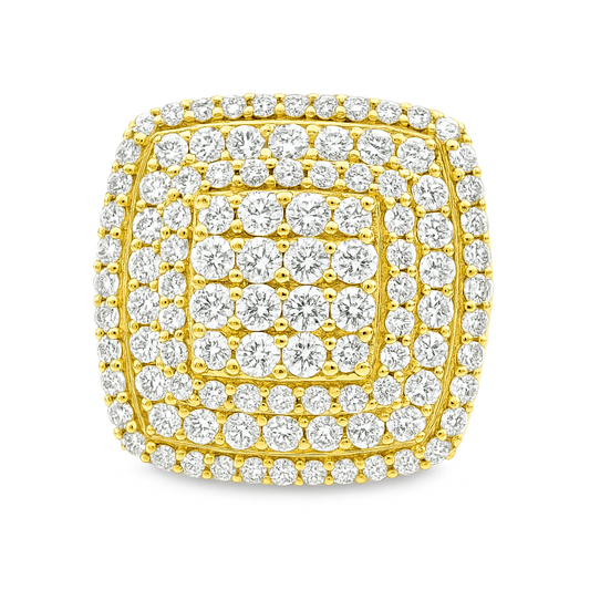 14K Yellow Gold Diamond Cushion Cluster Ring 5.10 ctw – Luxury Men’s Statement Ring | Jewelry Palace Lithonia, GA