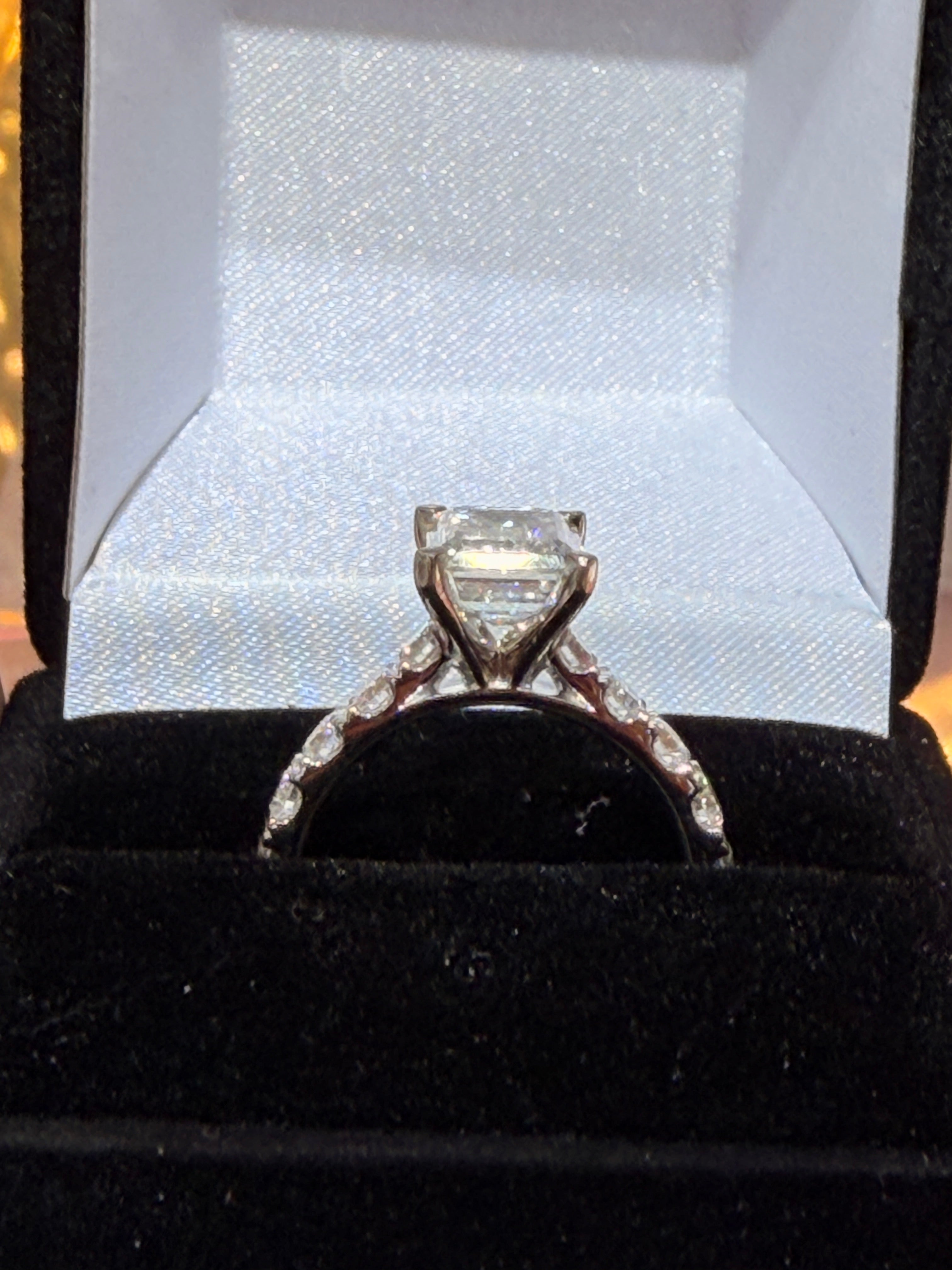 3.01 CT Emerald Cut IGI Certified Lab Grown Diamond Engagement Ring – 18K White Gold 4.02 CTW Overall