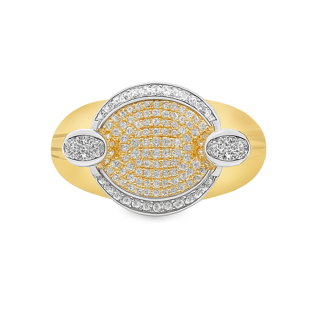 10K Yellow Gold Diamond Oval Cluster Ring 0.35 ctw – Elegant Two-Tone Statement Ring | Jewelry Palace Lithonia, GA