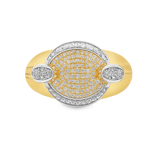10K Yellow Gold Diamond Oval Cluster Ring 0.35 ctw – Elegant Two-Tone Statement Ring | Jewelry Palace Lithonia, GA